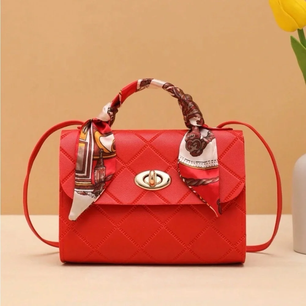 ⚠️Clearance Red Quilted Mini Crossbody Handbag - Picture 1 of 6